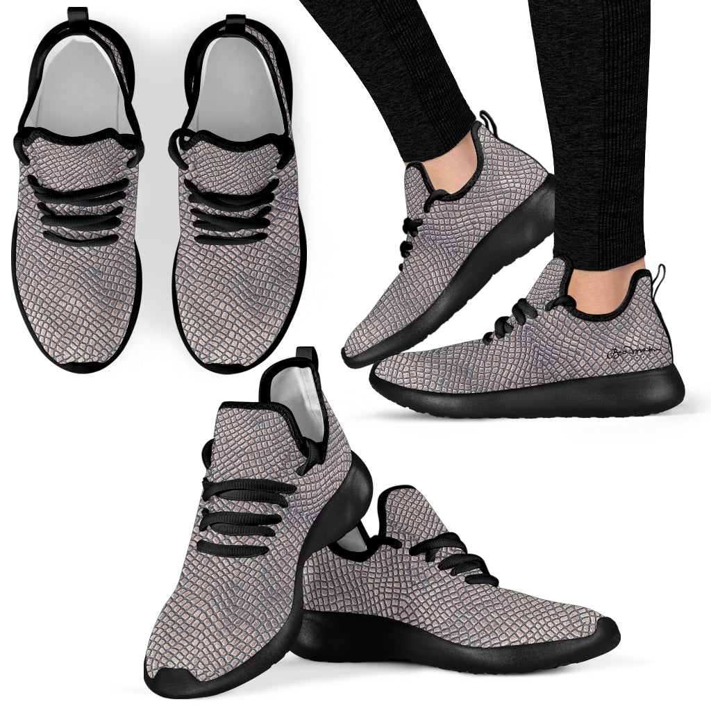 Croc Print Mesh Knit Sneakers