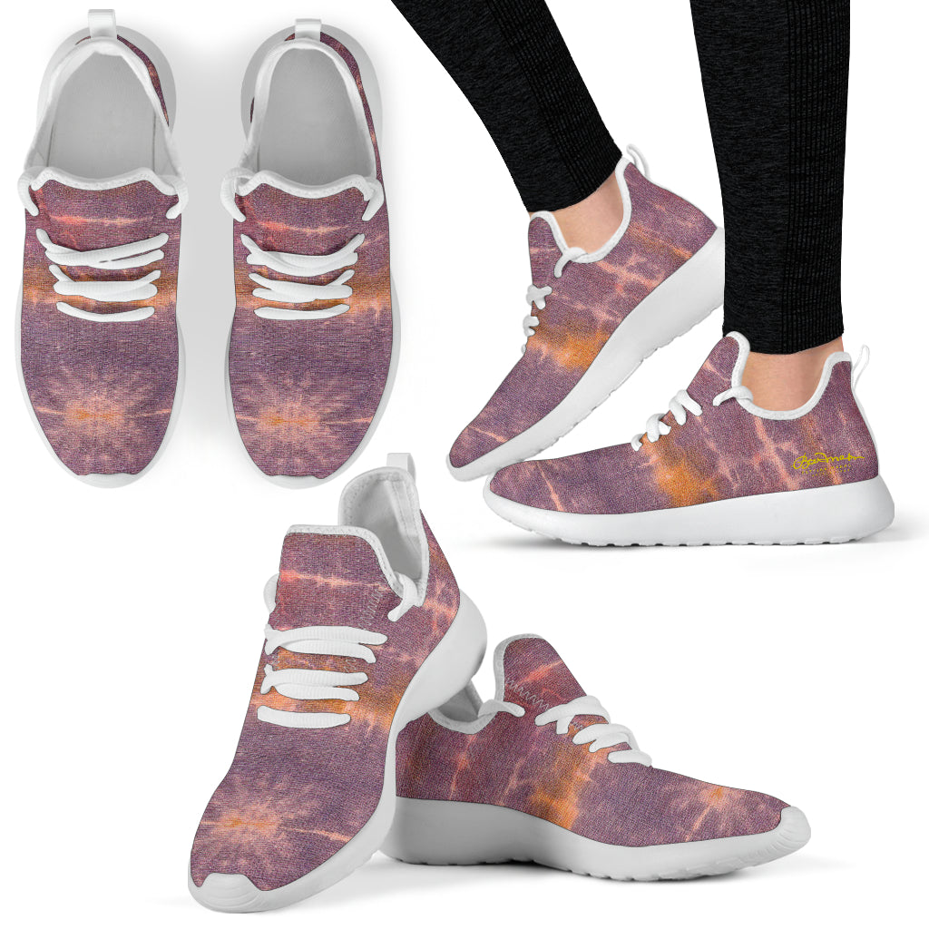 Purple Sunset Tie Dye Mesh Knit Sneakers