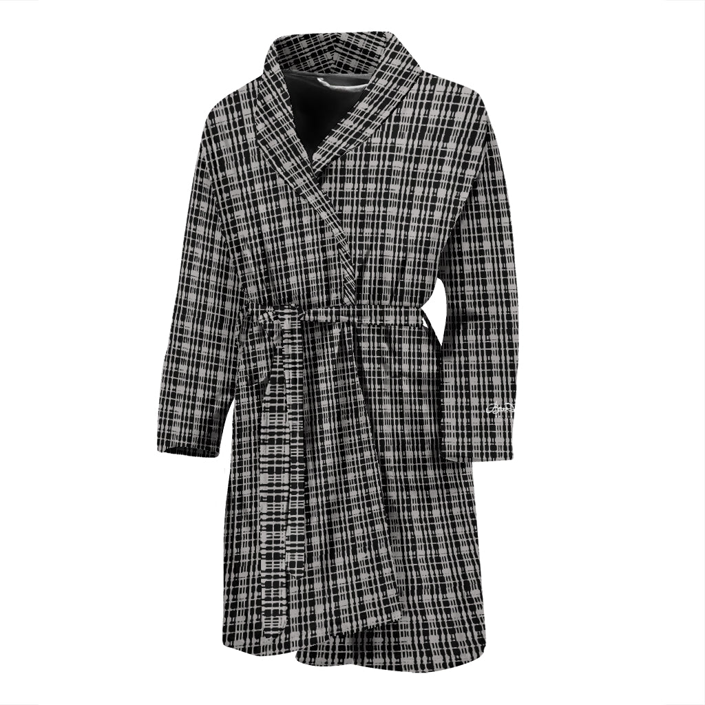 Grey Plaid Bath Robe- Men