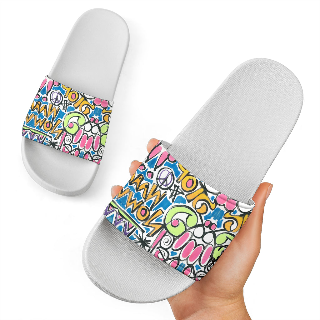Stop War Now Graffiti Slide Sandal