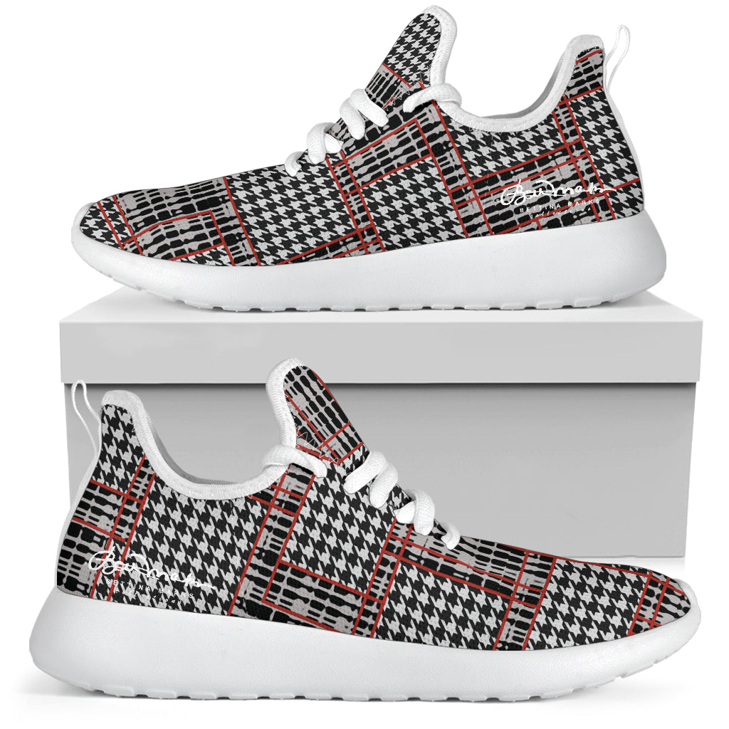 Plaid Houndstooth Mesh Knit Sneakers