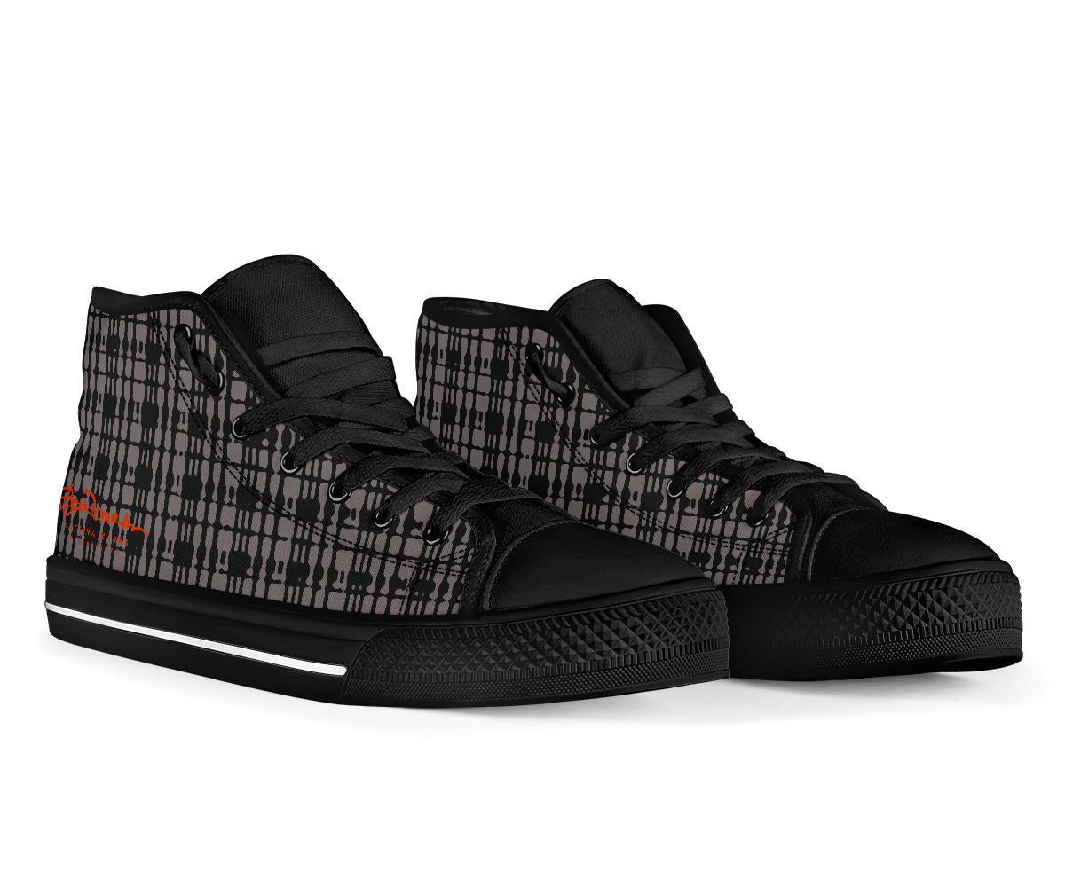 Black Tight Plaid High Top Sneakers