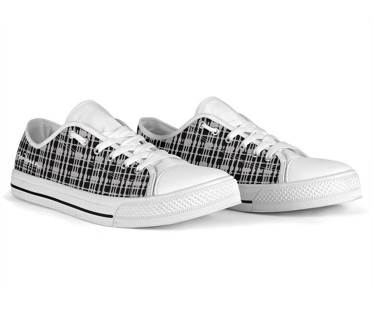 Grey Tight Plaid Low Top Sneakers