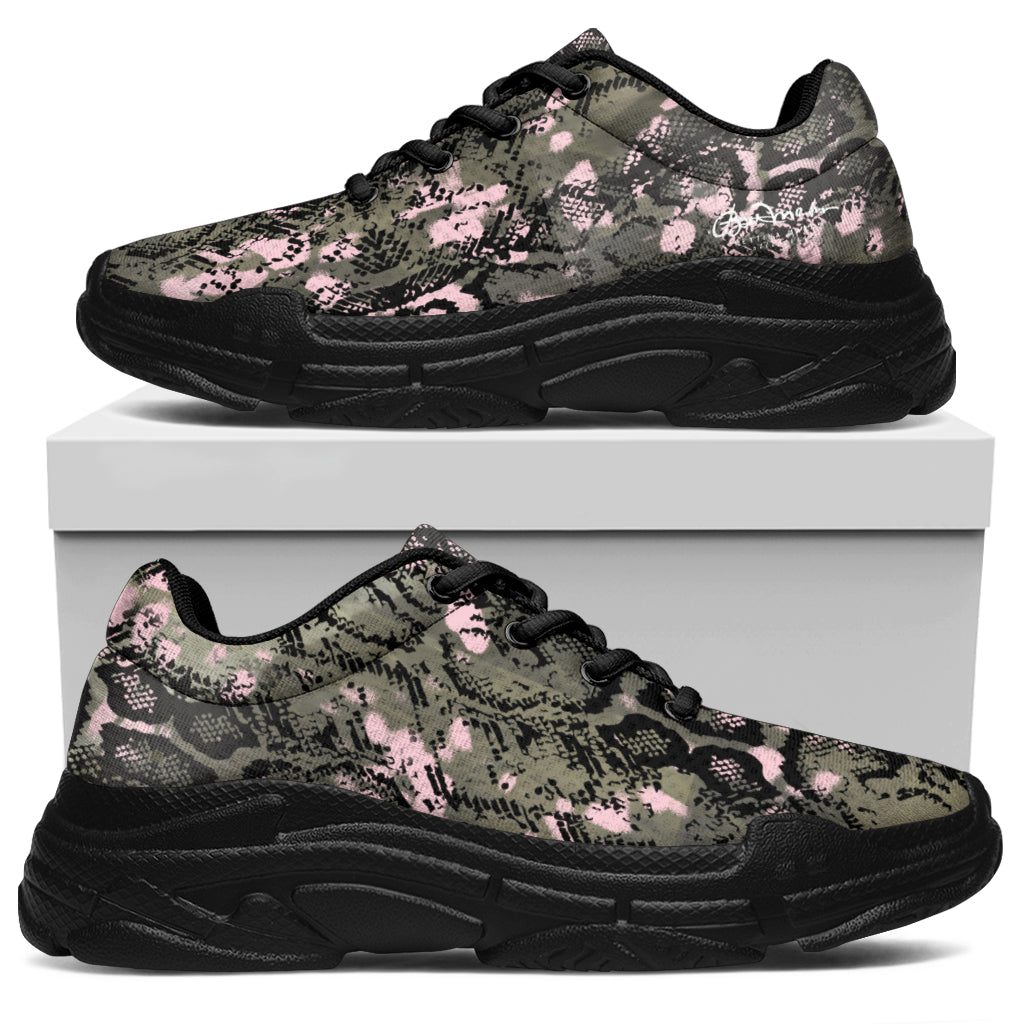 Pink Snake Skin Athletic Sneakers