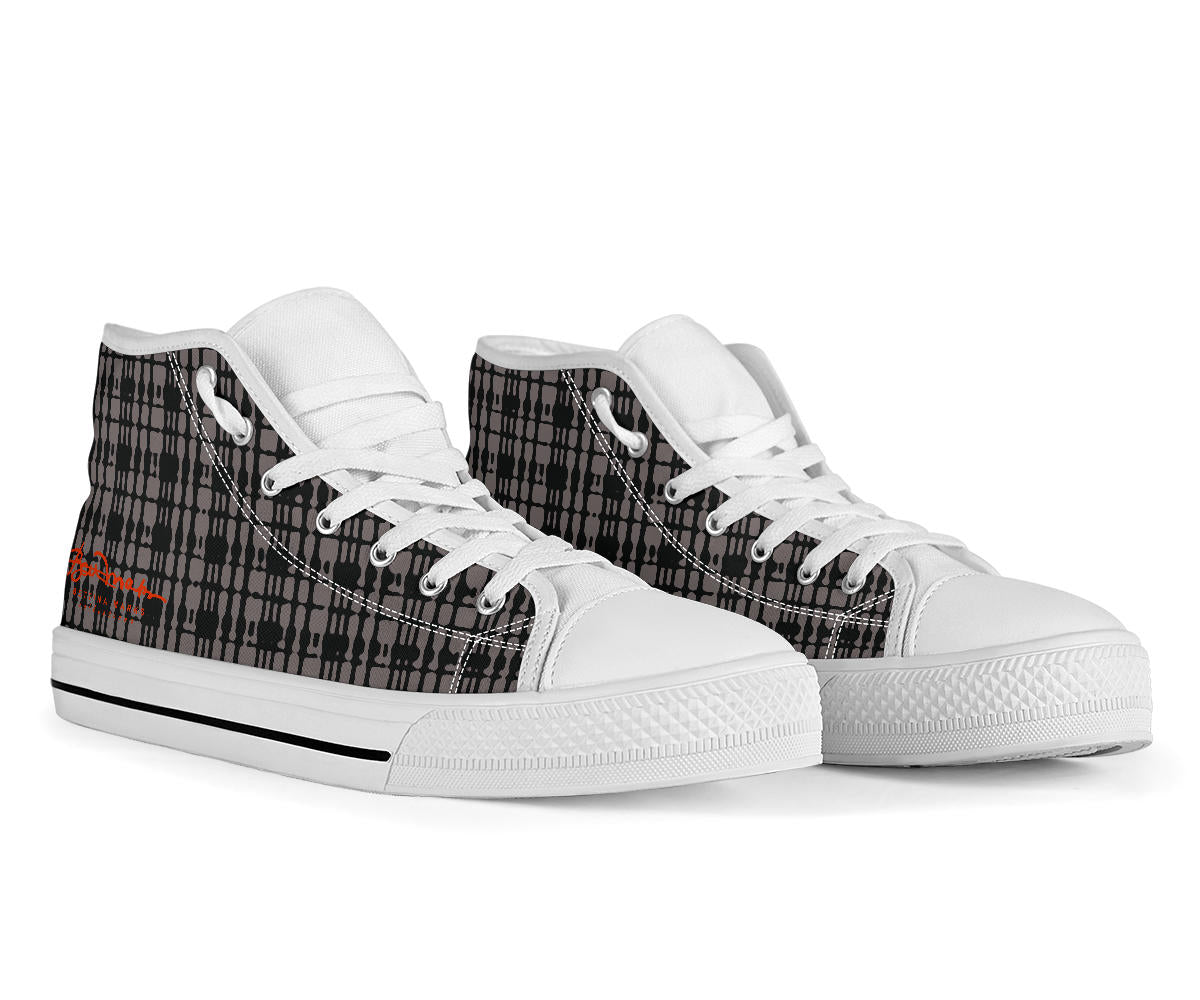 Black Tight Plaid High Top Sneakers