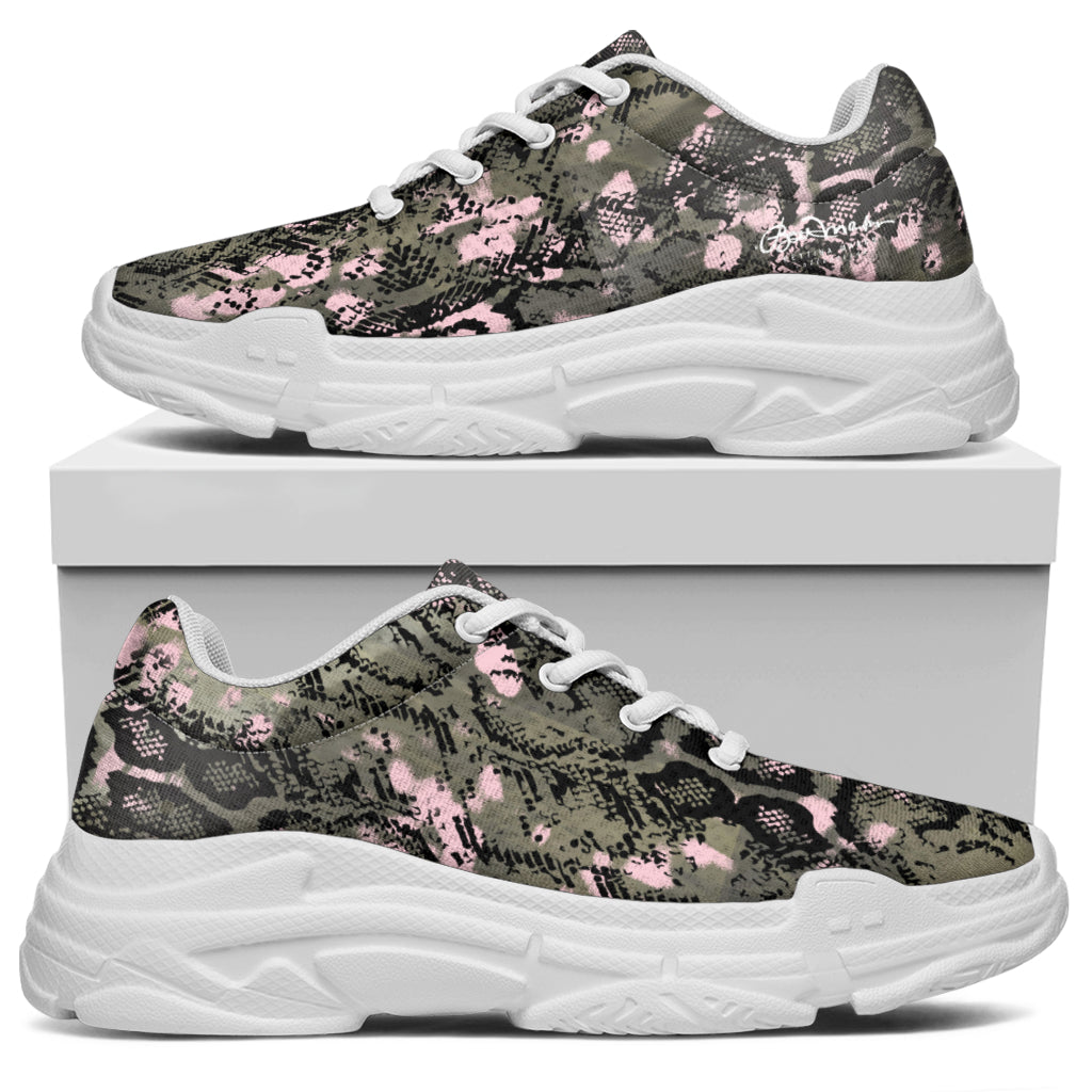 Pink Snake Skin Athletic Sneakers