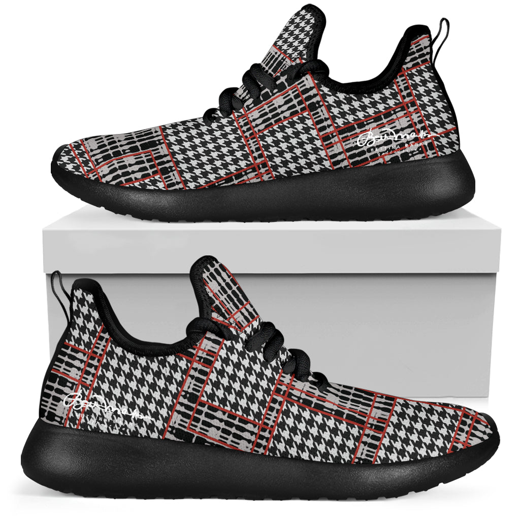 Plaid Houndstooth Mesh Knit Sneakers