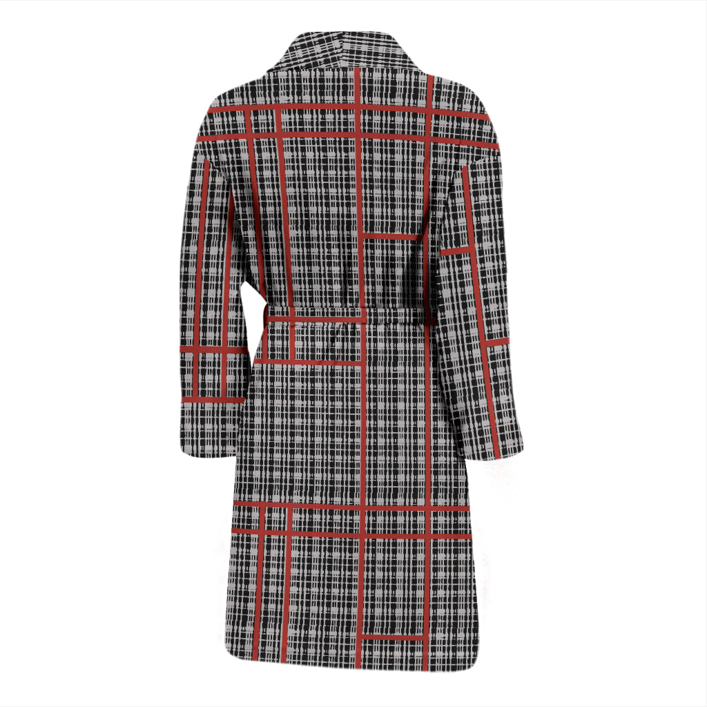 Grey Plaid with Red Line Bath Robe - Men