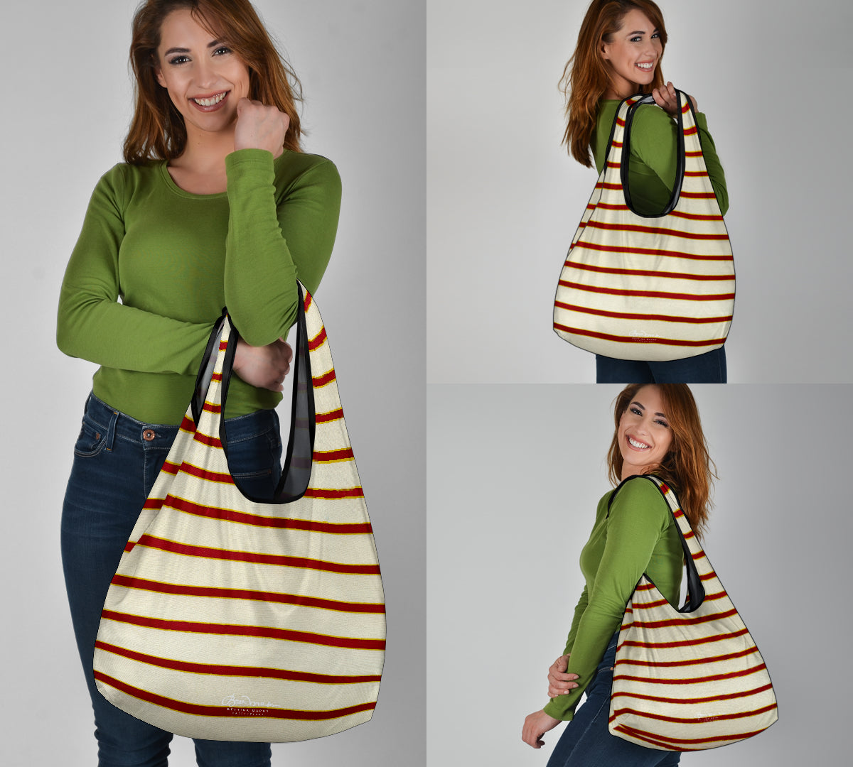 Red White Stripe Grocery Bag