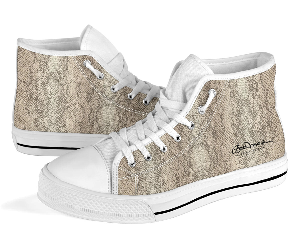 Snake Print High Top Sneakers