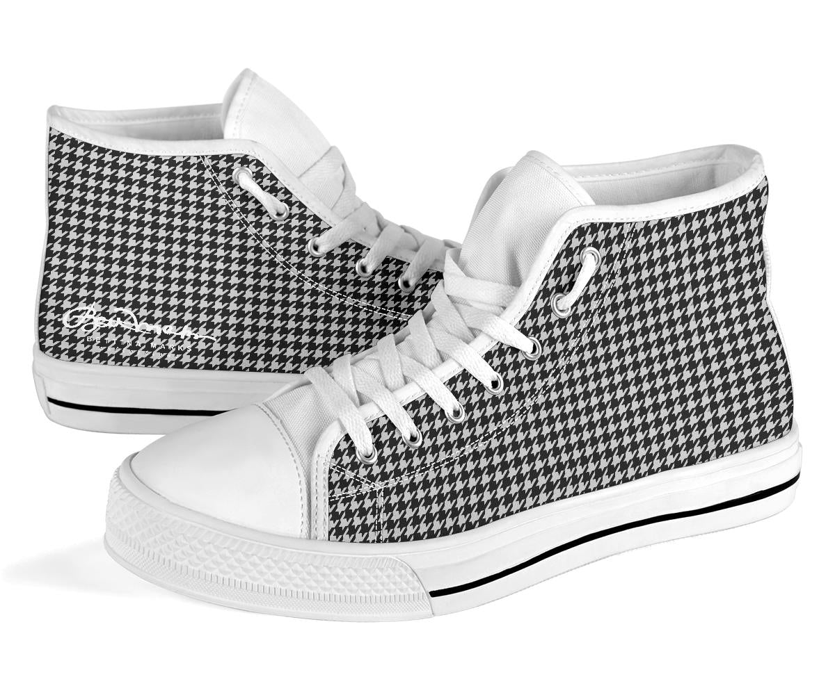 B&W Houndstooth High Top Sneakers