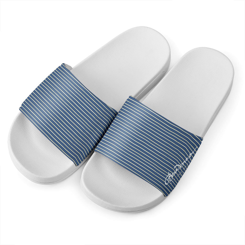 Blue Yellow White Stripe Slide Sandal