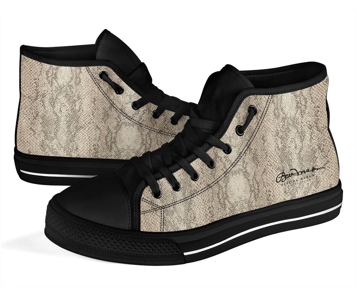 Snake Print High Top Sneakers
