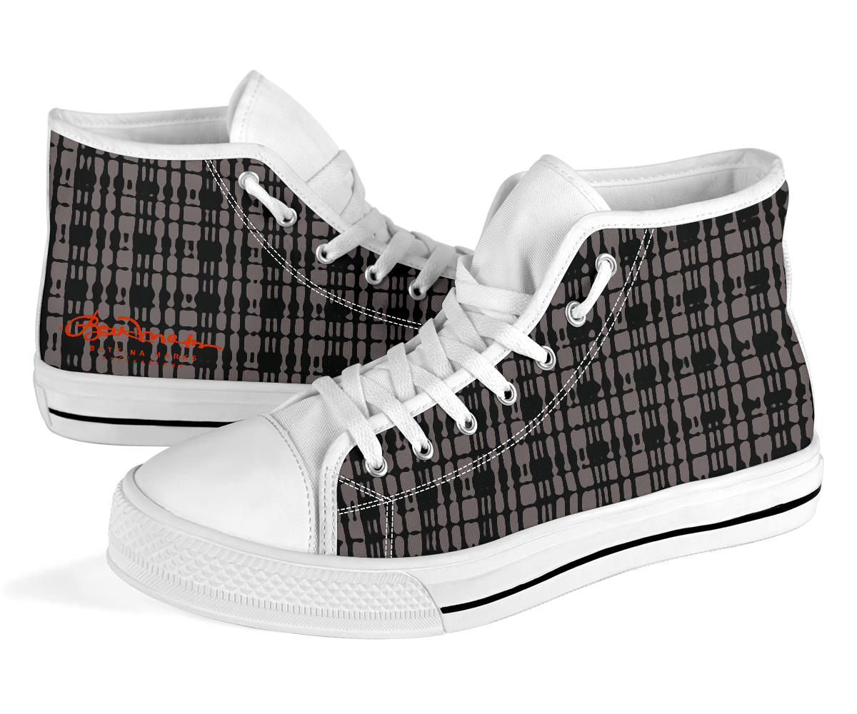 Black Tight Plaid High Top Sneakers