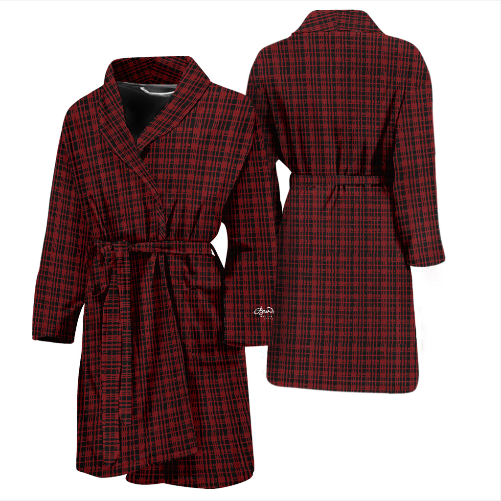 Black Red Plaid Bath Robe - Men