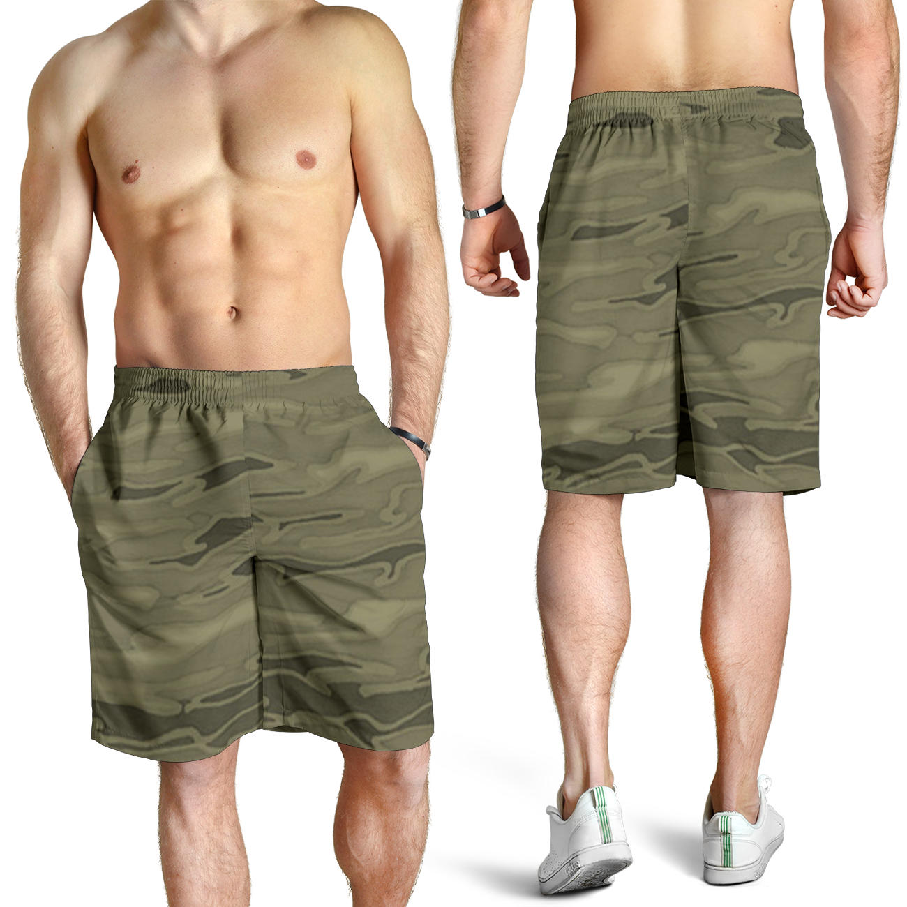 Green Army Camouflage Mens Shorts