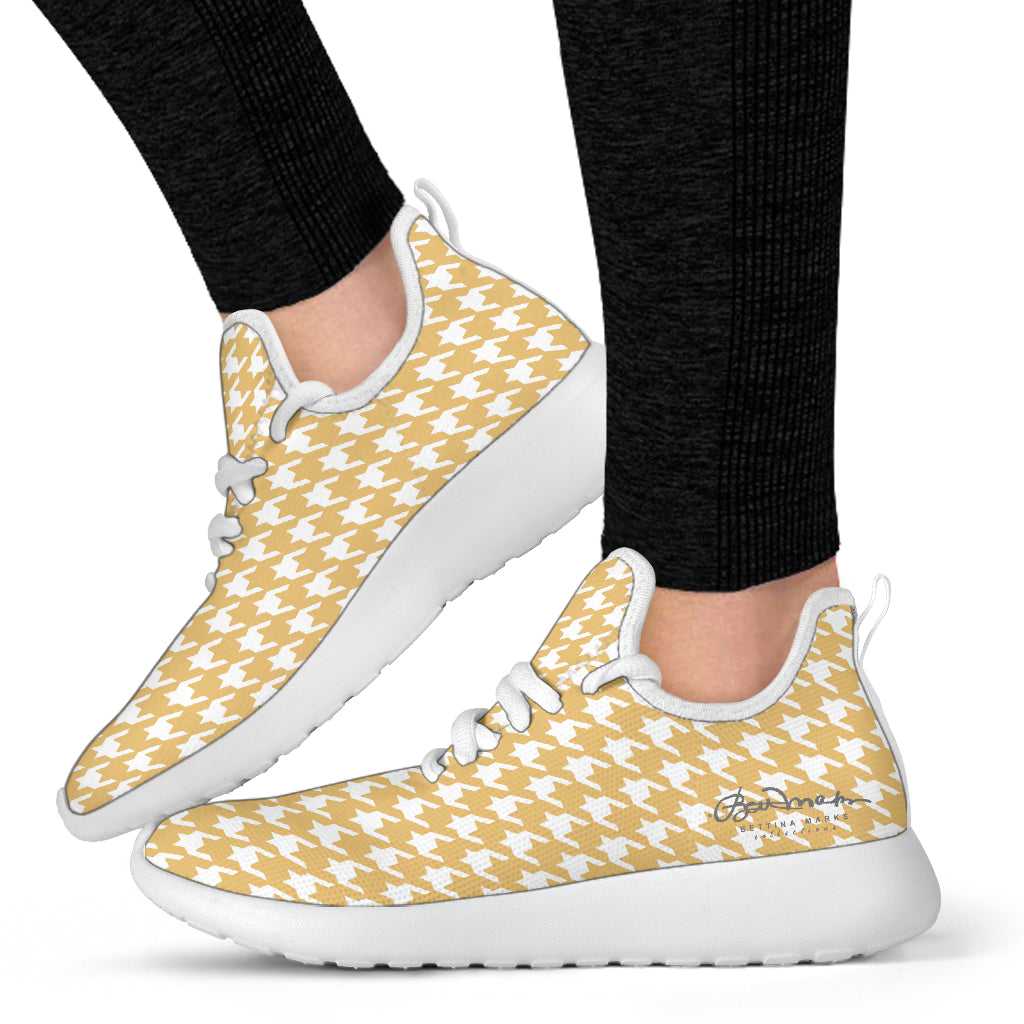 Banana Houndstooth Mesh Knit Sneakers