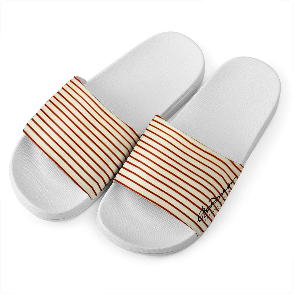 Red White Stripe Slide Sandal