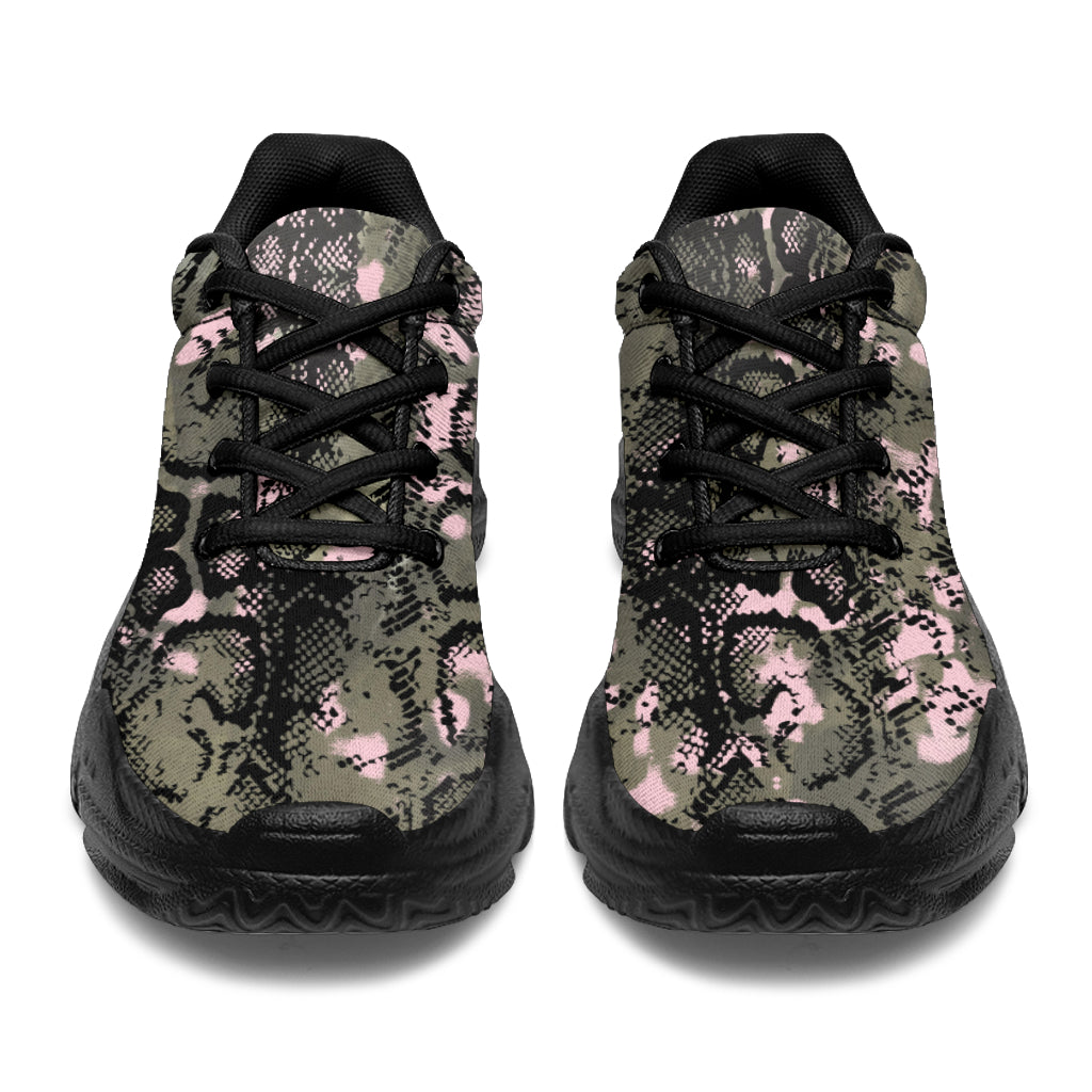 Pink Snake Skin Athletic Sneakers