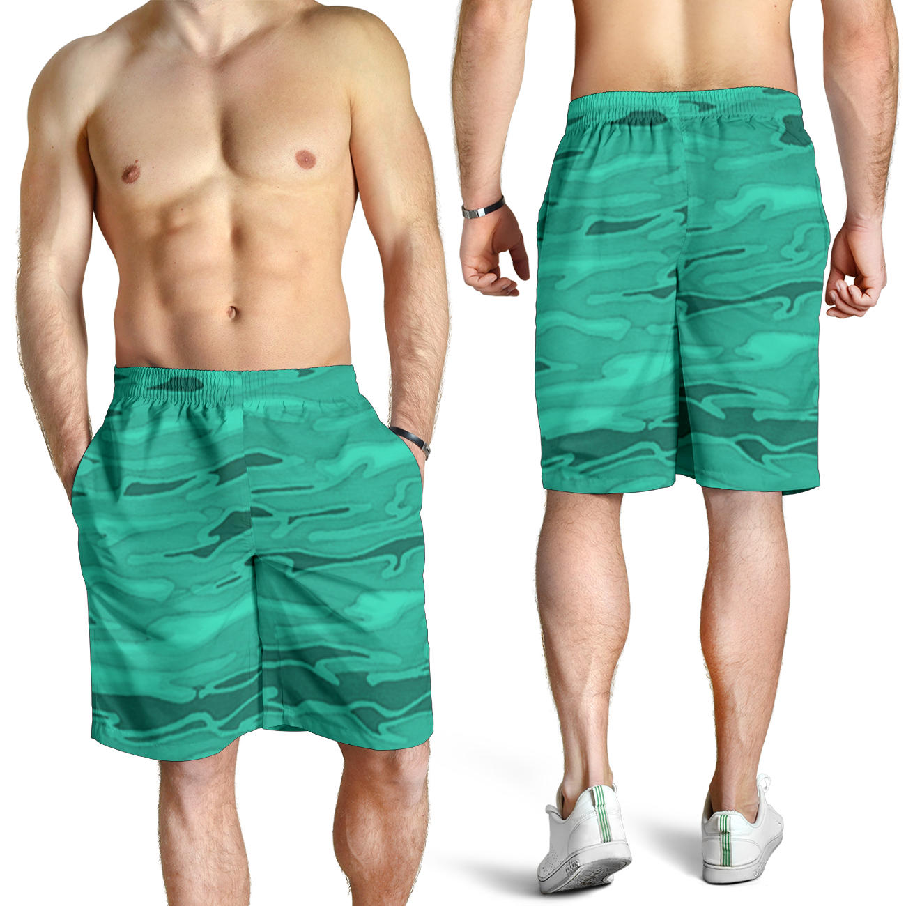 Mint Green Camouflage Mens Shorts
