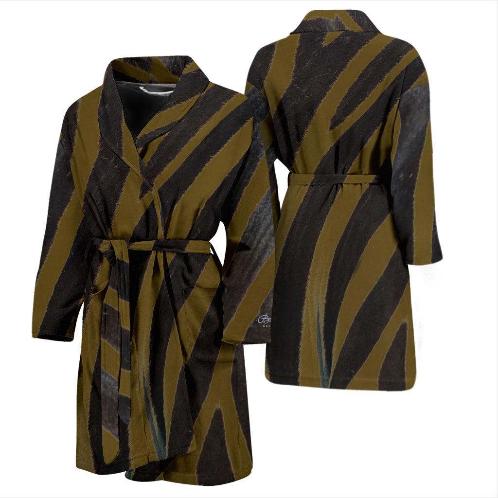 Olive Zebra Bath Robe - Men