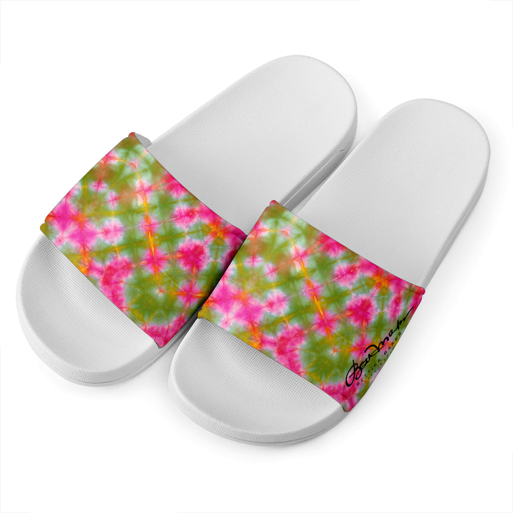 Green Pink Tie Dye Slide Sandal