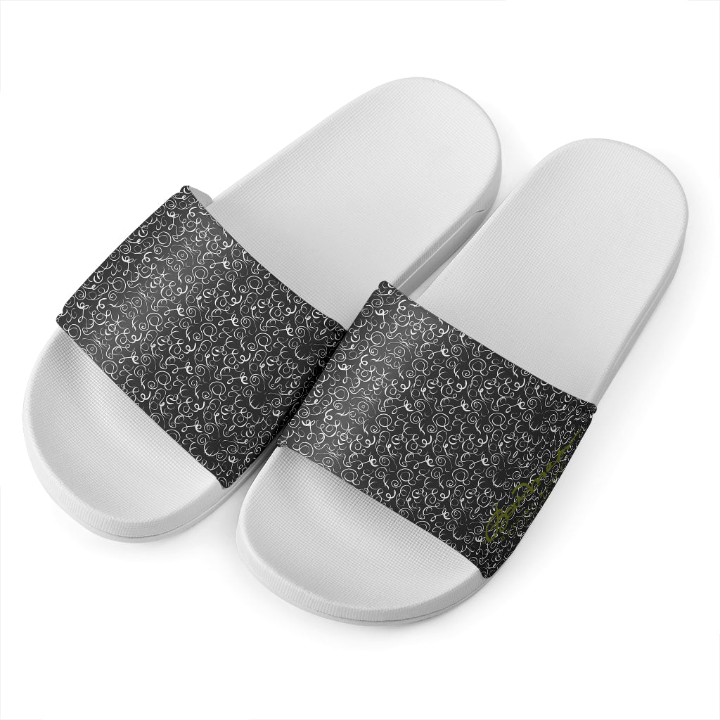 B&W Squiggles Slide Sandal