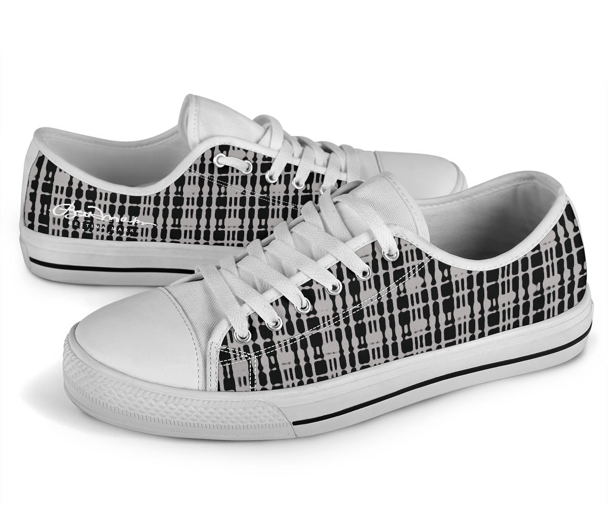 Grey Tight Plaid Low Top Sneakers