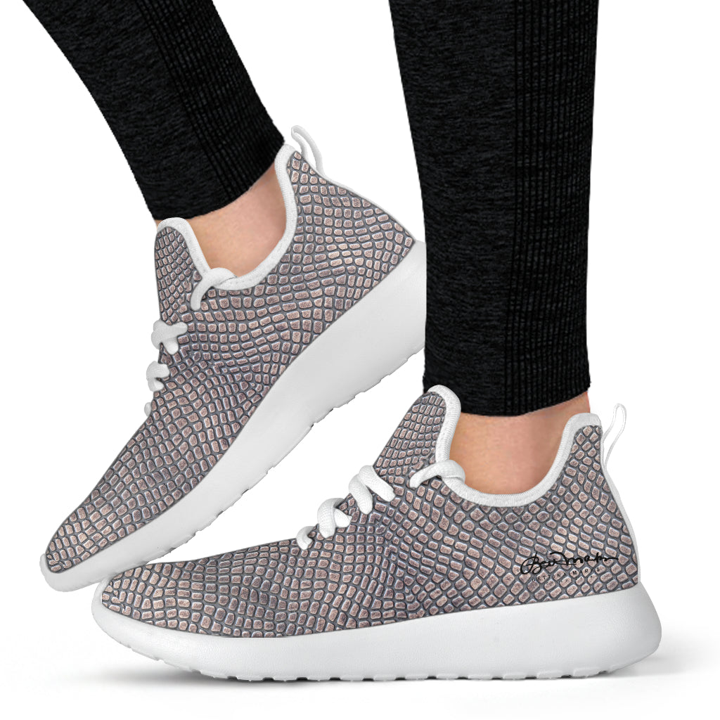 Croc Print Mesh Knit Sneakers