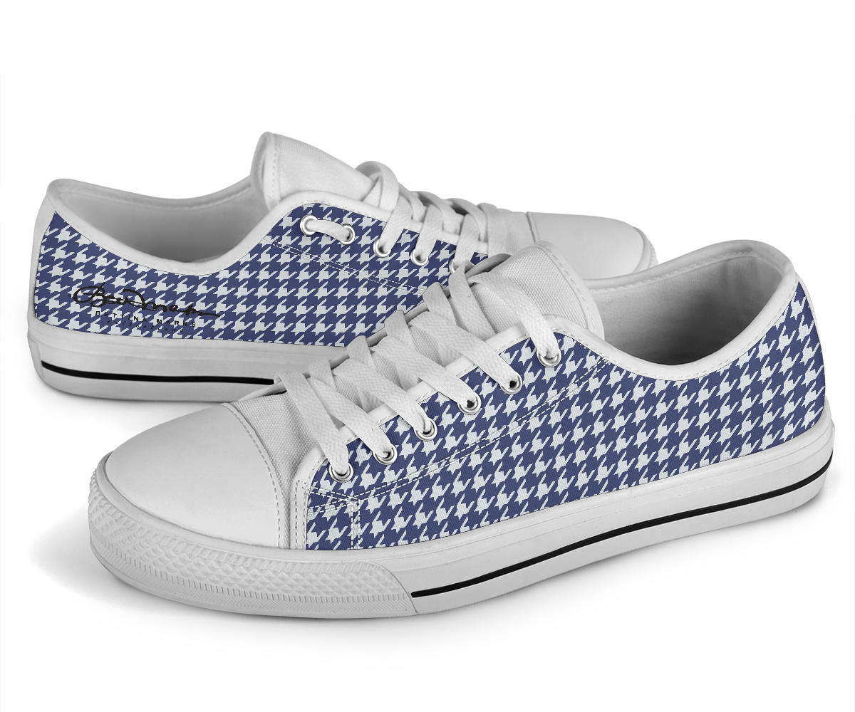 Navy Blue Houndstooth Low Top Sneakers