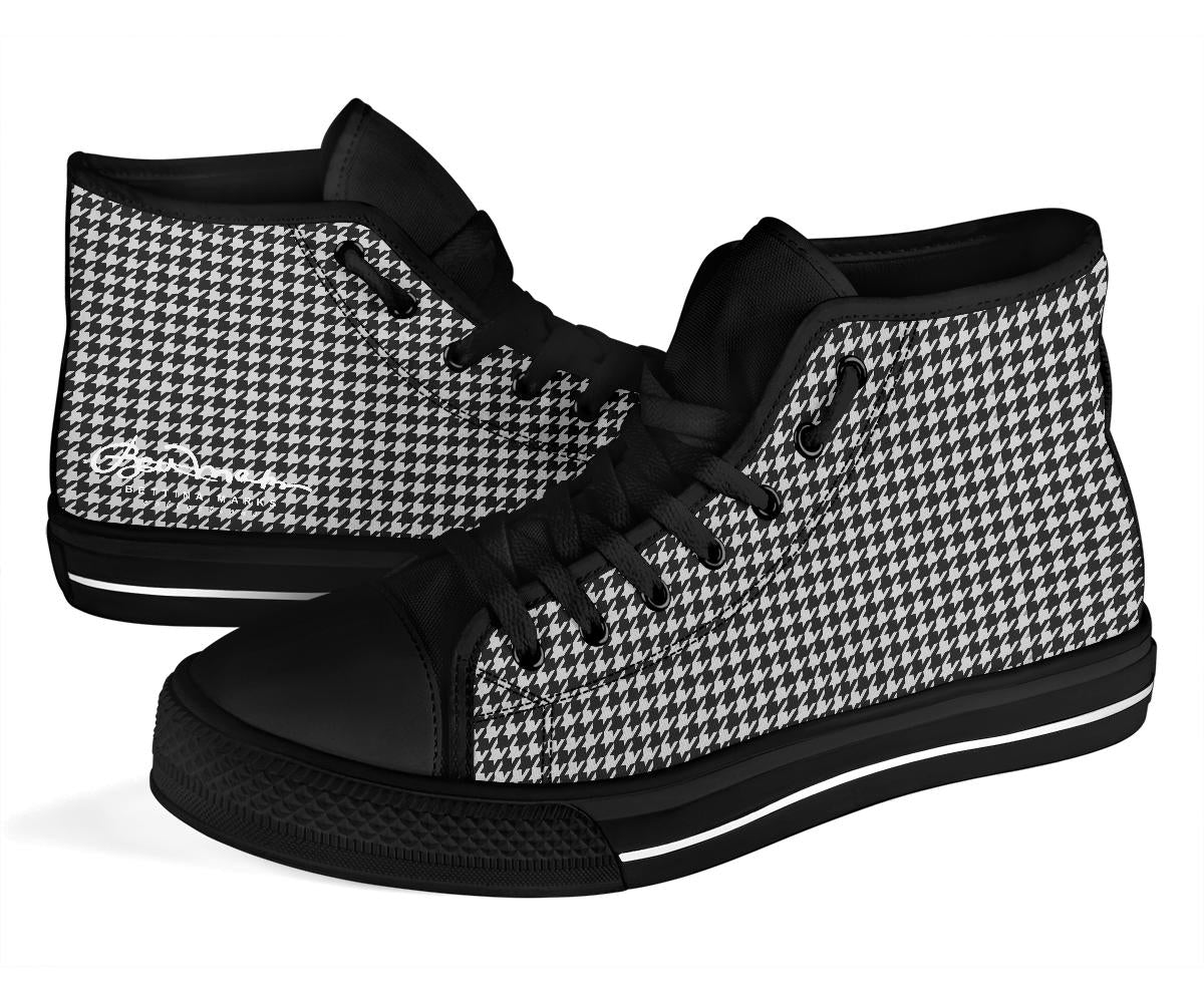 B&W Houndstooth High Top Sneakers