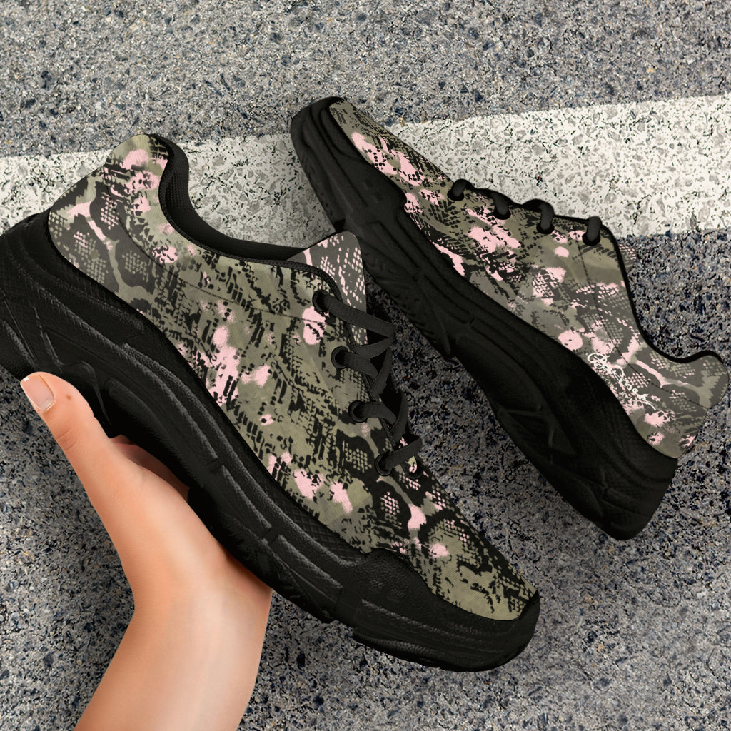 Pink Snake Skin Athletic Sneakers