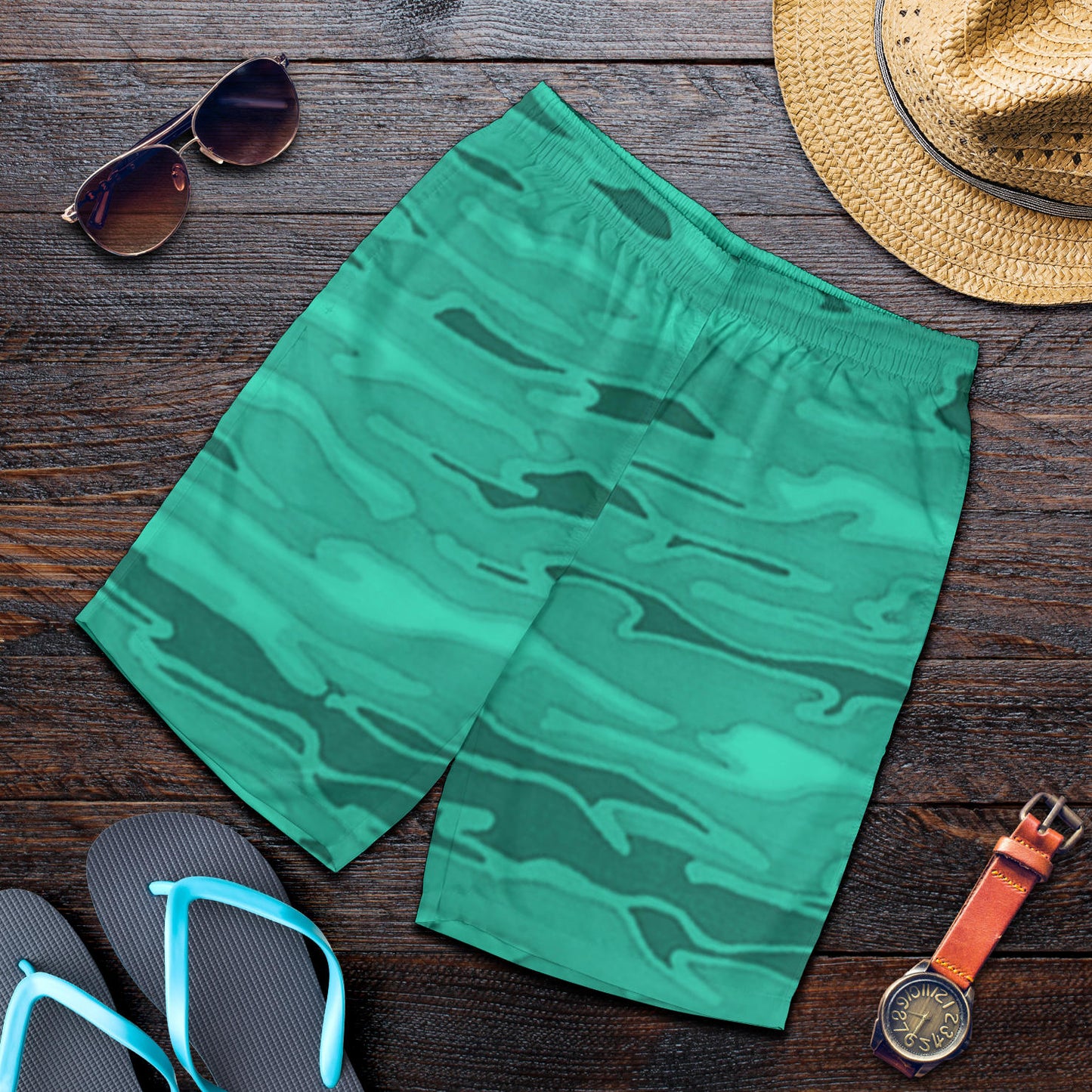 Mint Green Camouflage Mens Shorts