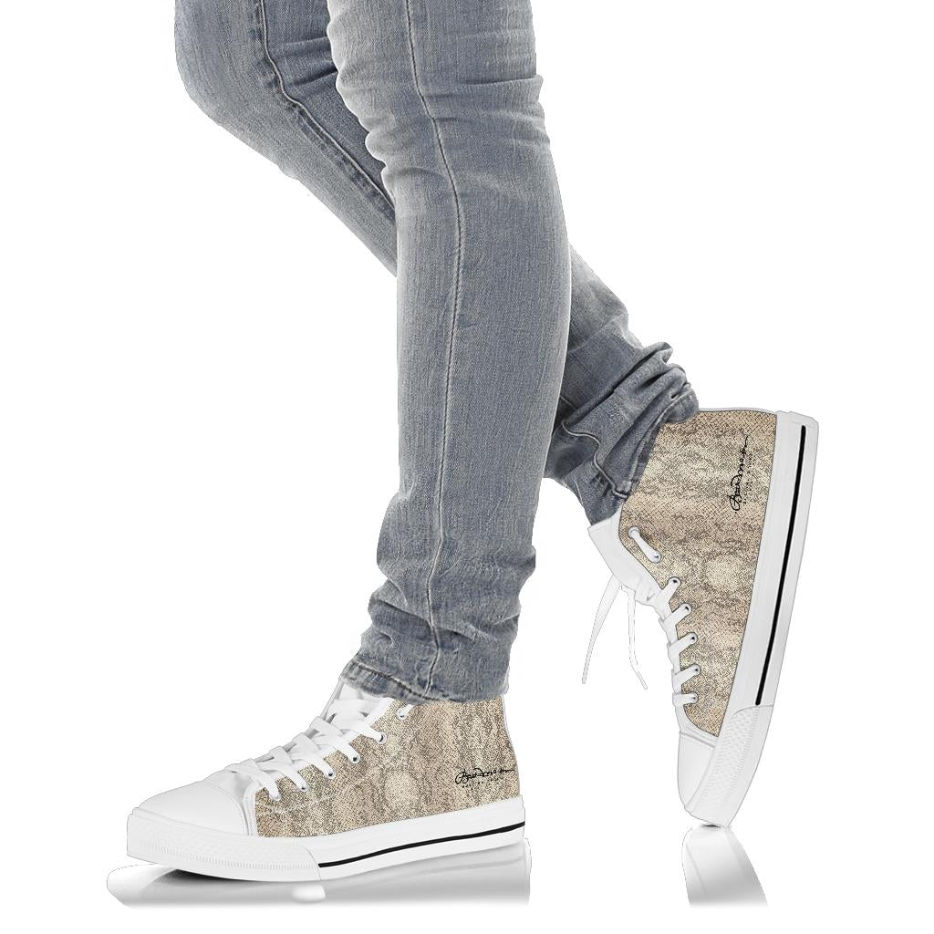 Snake Print High Top Sneakers