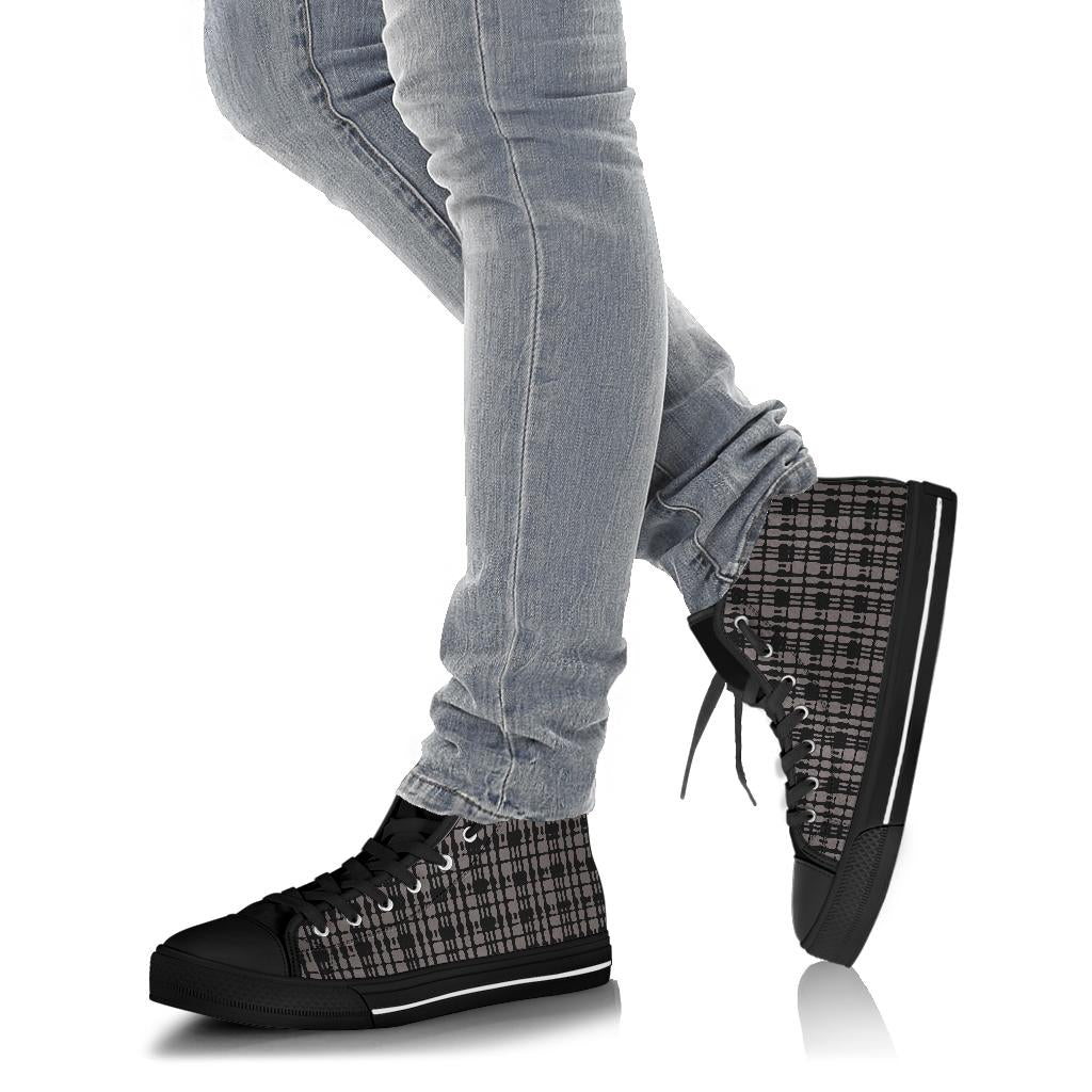 Black Tight Plaid High Top Sneakers