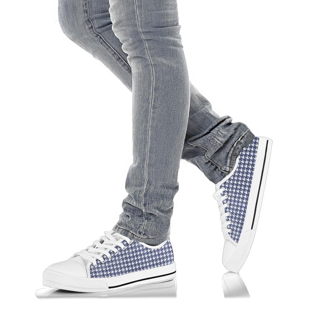 Navy Blue Houndstooth Low Top Sneakers