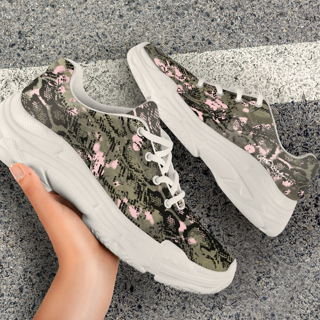 Pink Snake Skin Athletic Sneakers