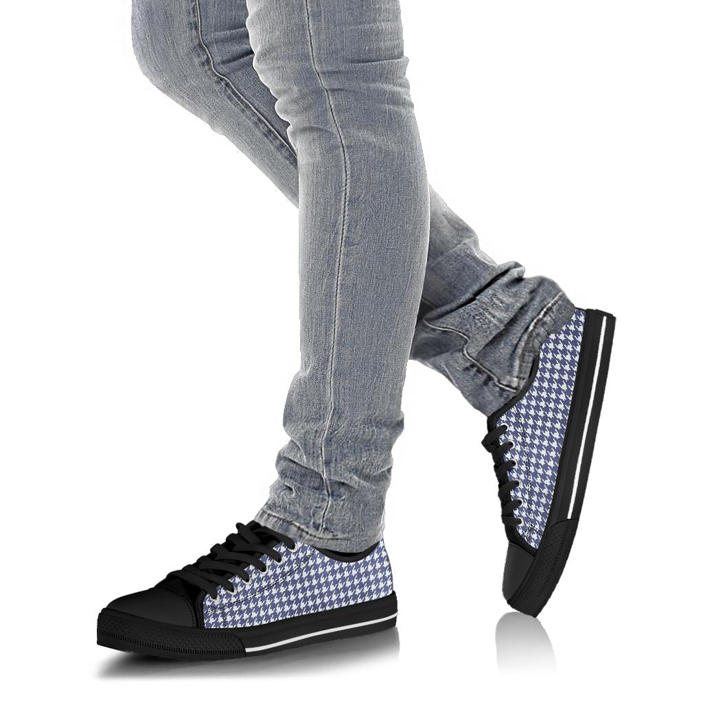 Navy Blue Houndstooth Low Top Sneakers