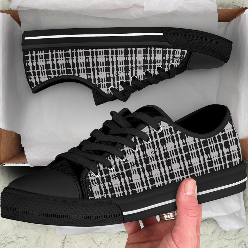 Grey Tight Plaid Low Top Sneakers