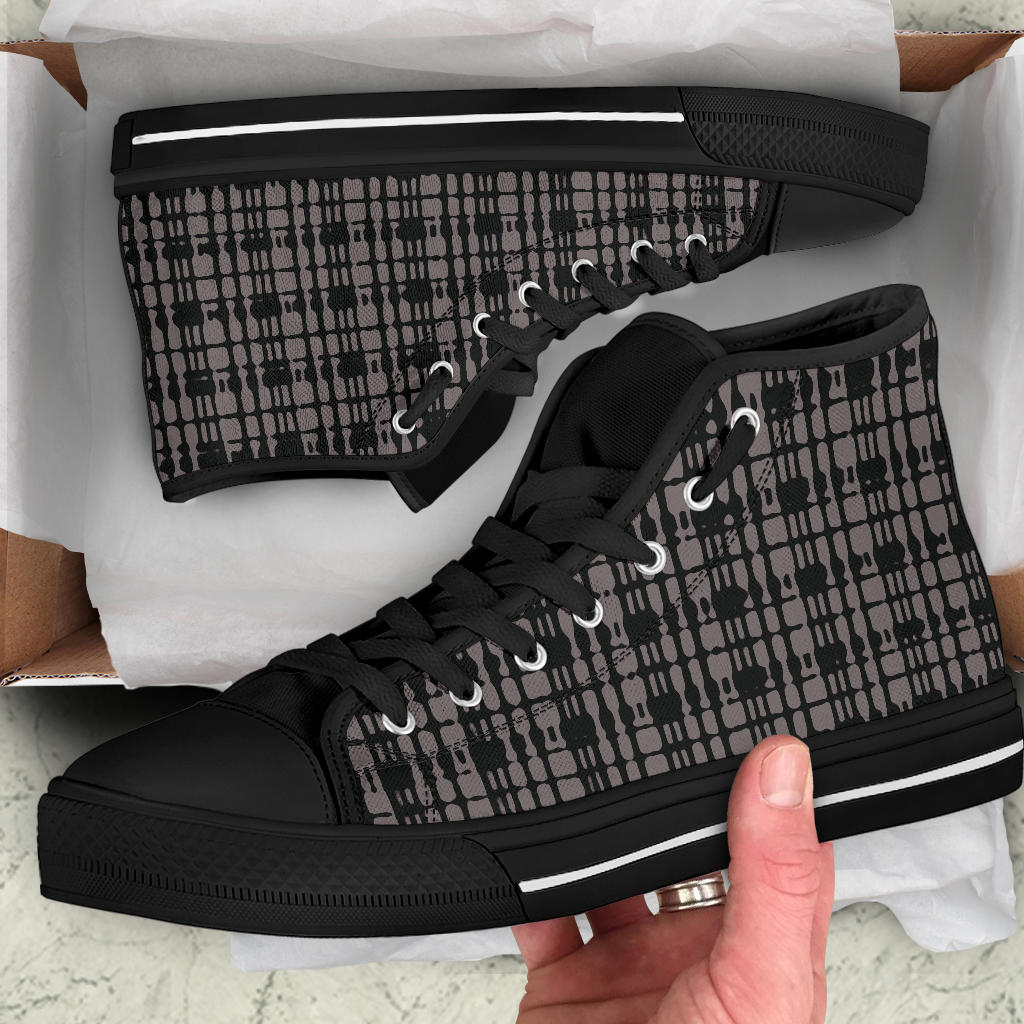 Black Tight Plaid High Top Sneakers
