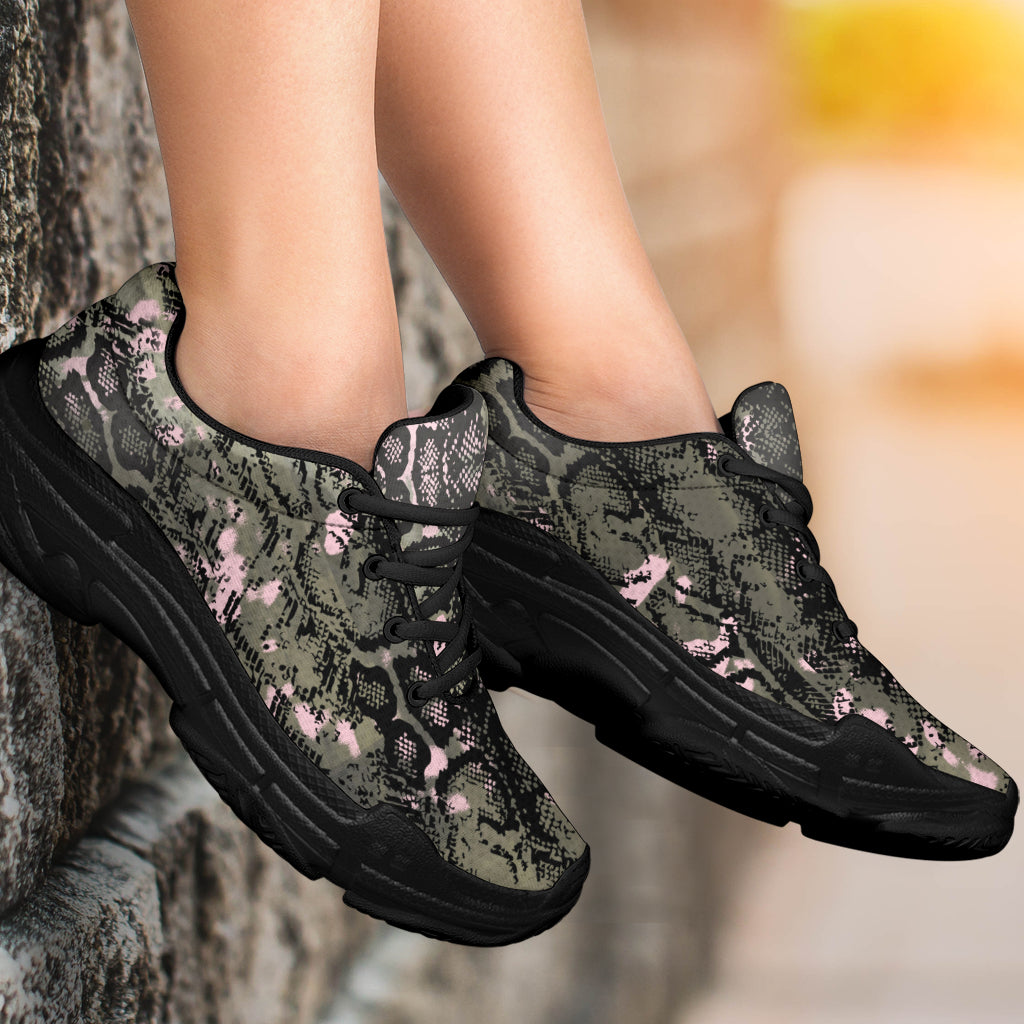 Pink Snake Skin Athletic Sneakers