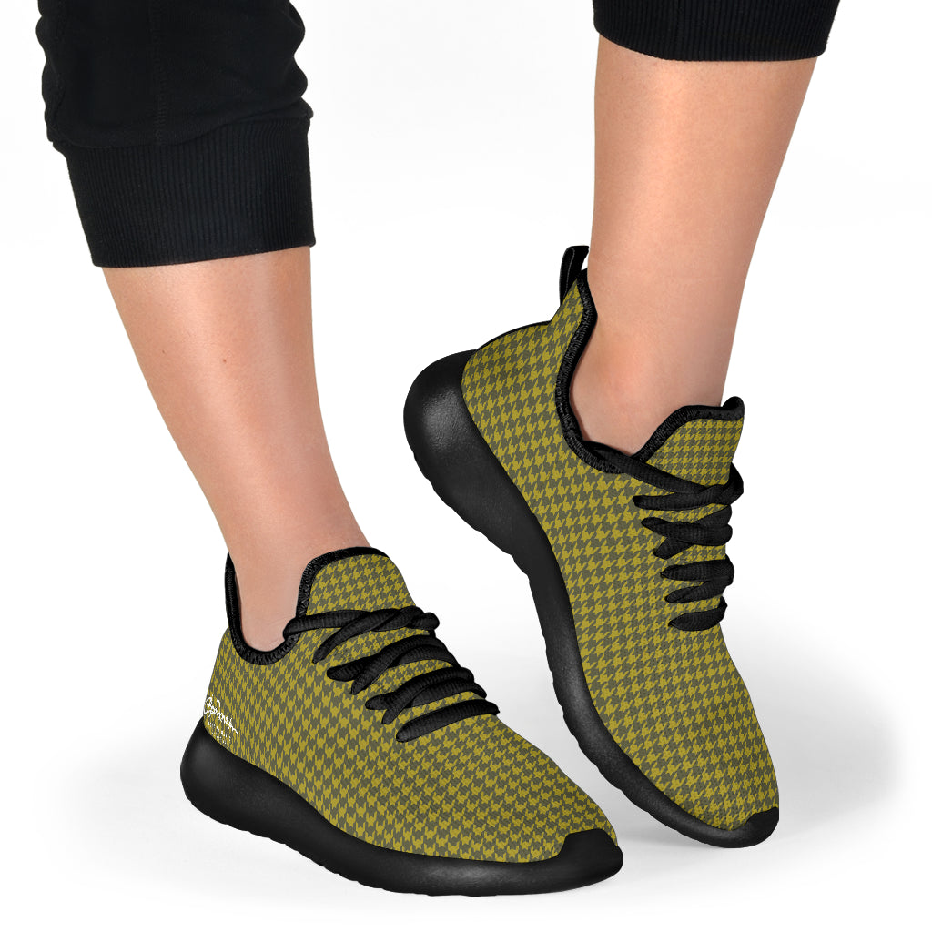 Olive Houndstooth Mesh Knit Sneakers