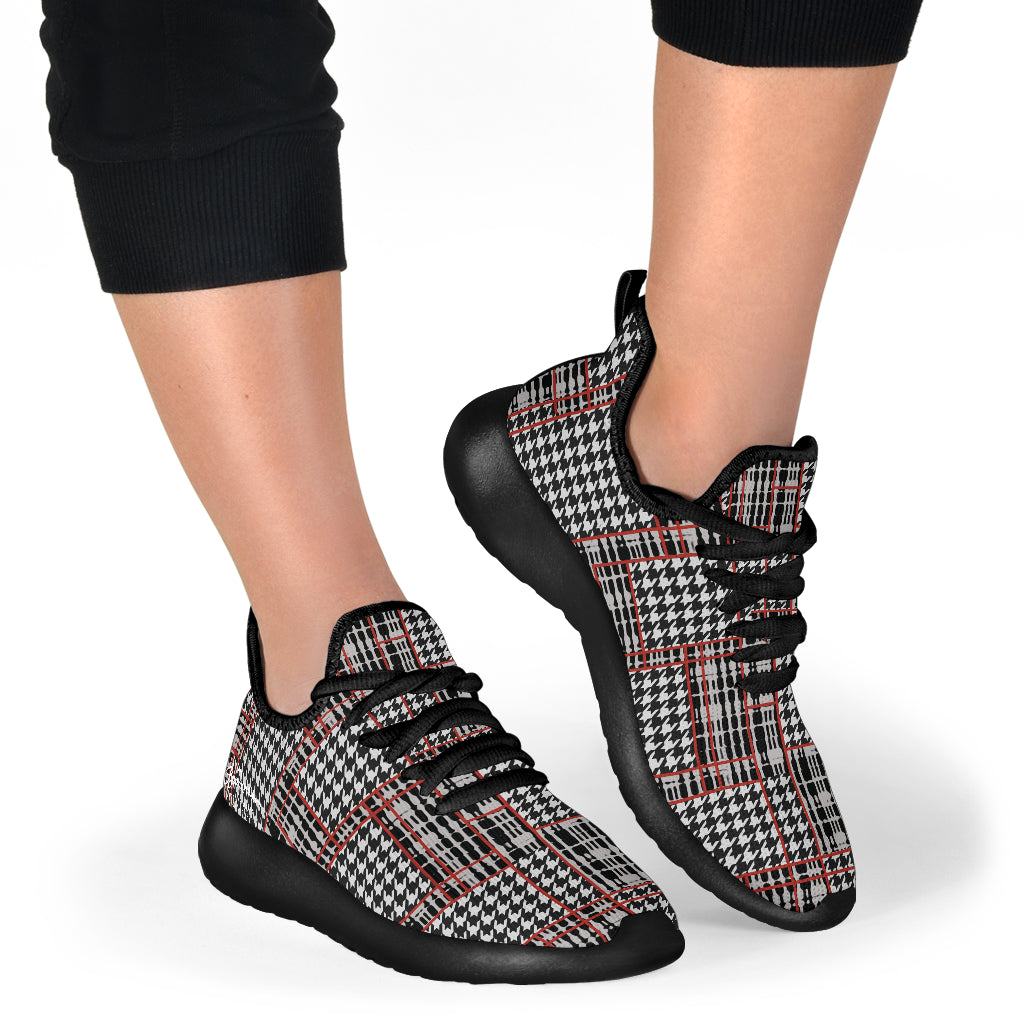 Plaid Houndstooth Mesh Knit Sneakers