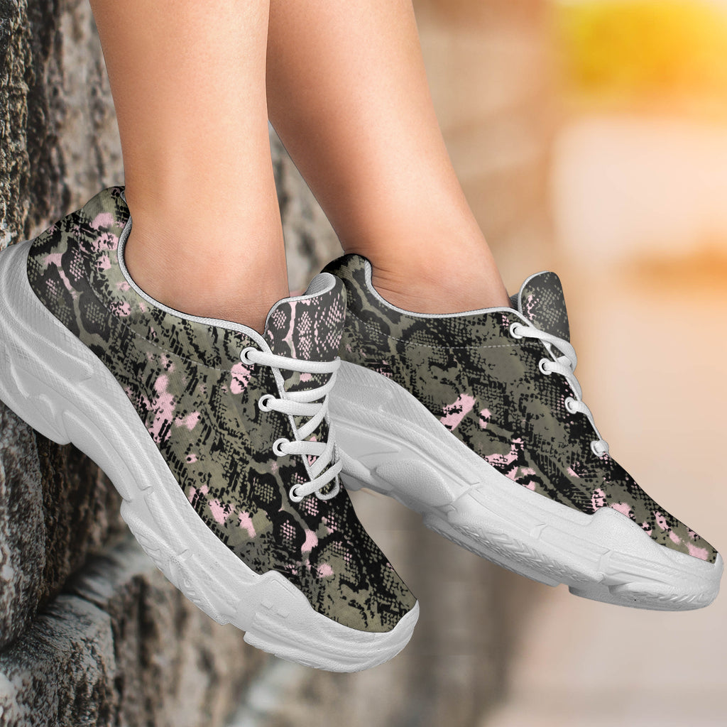 Pink Snake Skin Athletic Sneakers