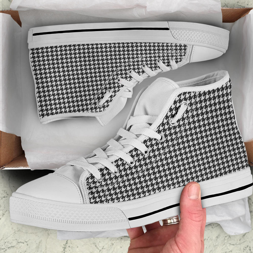 B&W Houndstooth High Top Sneakers