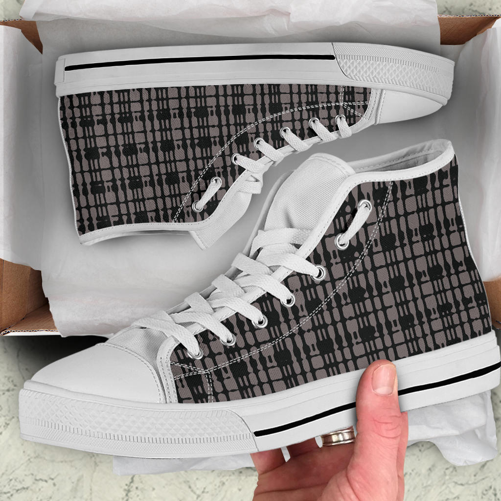 Black Tight Plaid High Top Sneakers