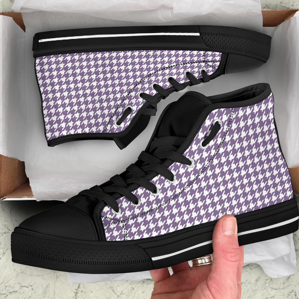 Lilac Houndstooth High Top Sneakers