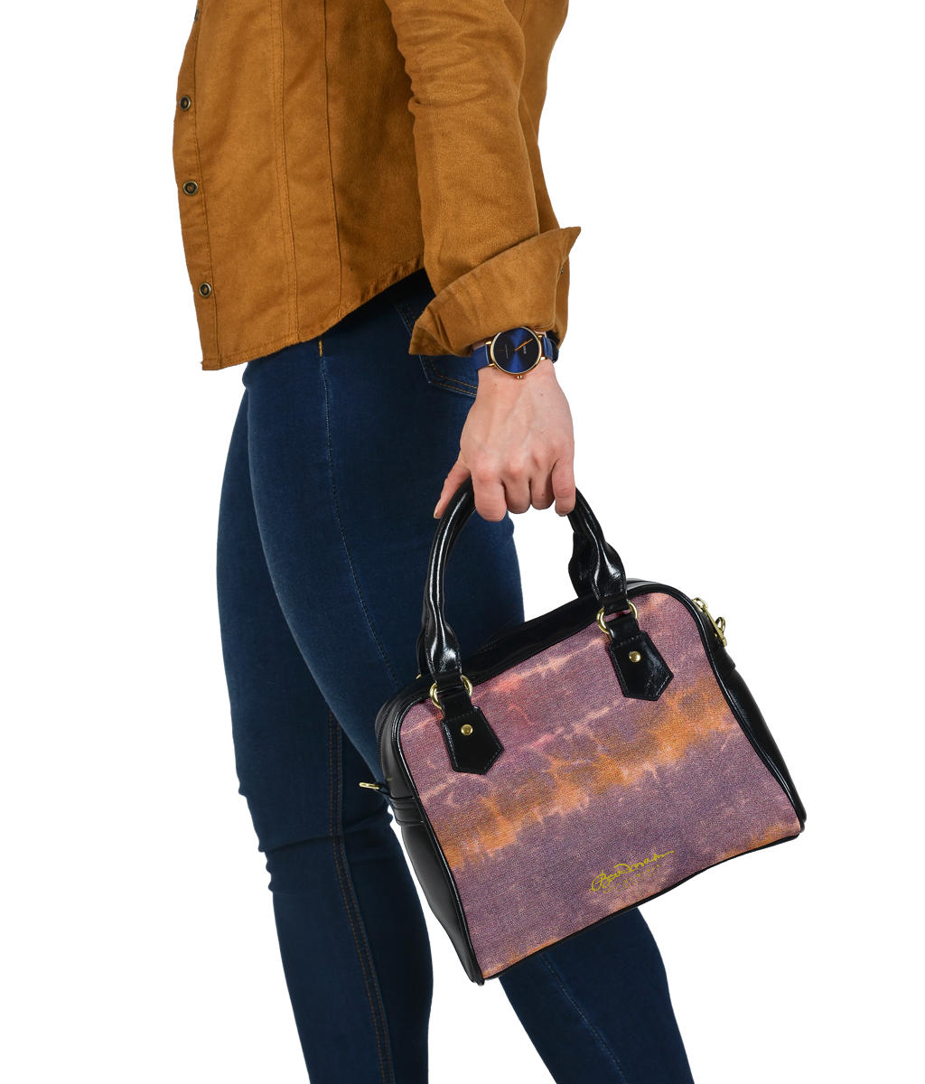 Purple Sunset Tie Dye Hand Bag w Shoulder Strap