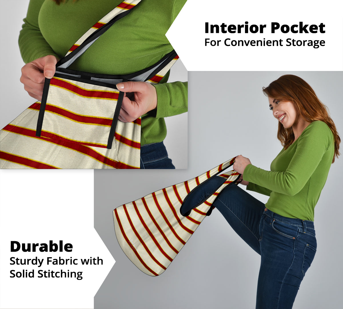 Red White Stripe Grocery Bag