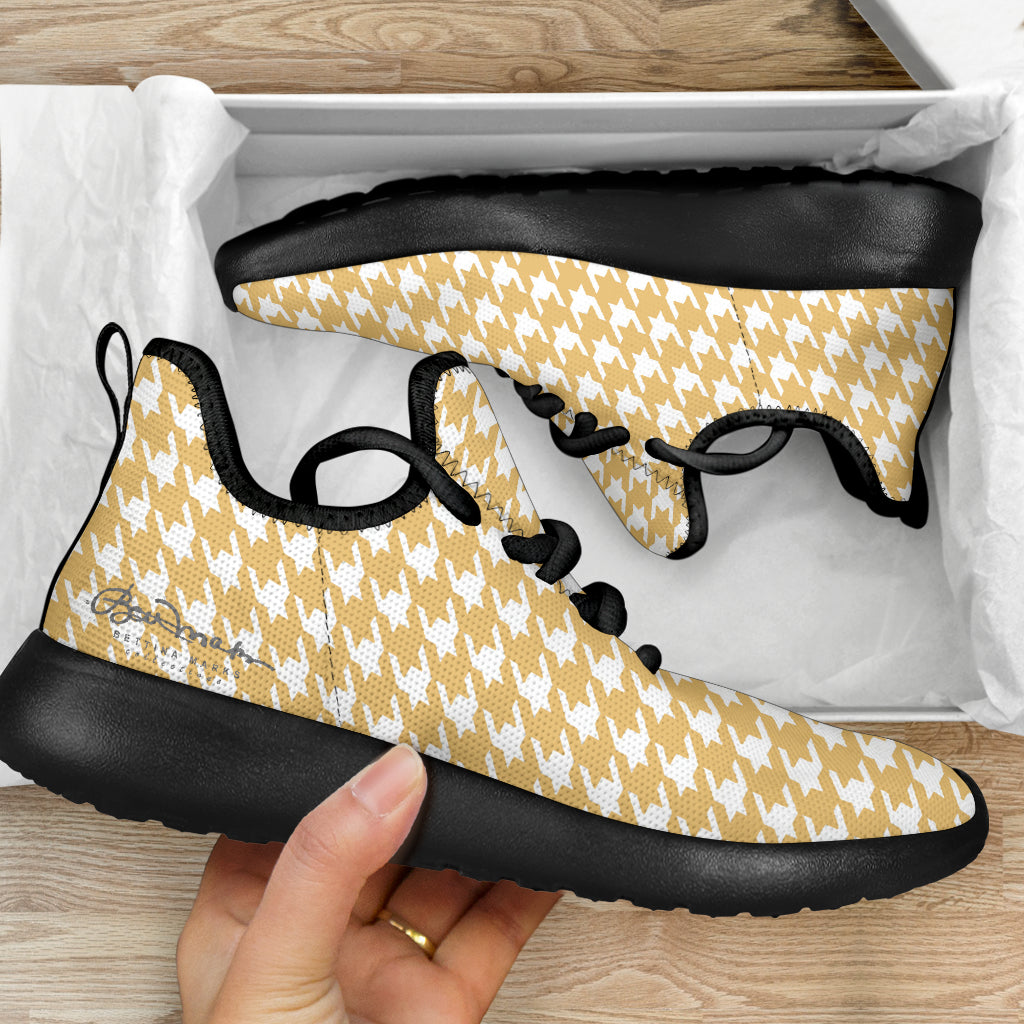 Banana Houndstooth Mesh Knit Sneakers